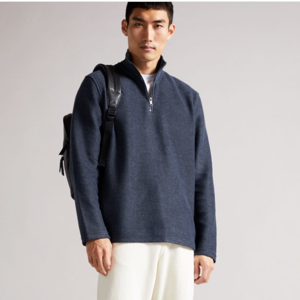 Ted Baker Millom Long Sleeve Textured Half Zip Jumper - NWOT
